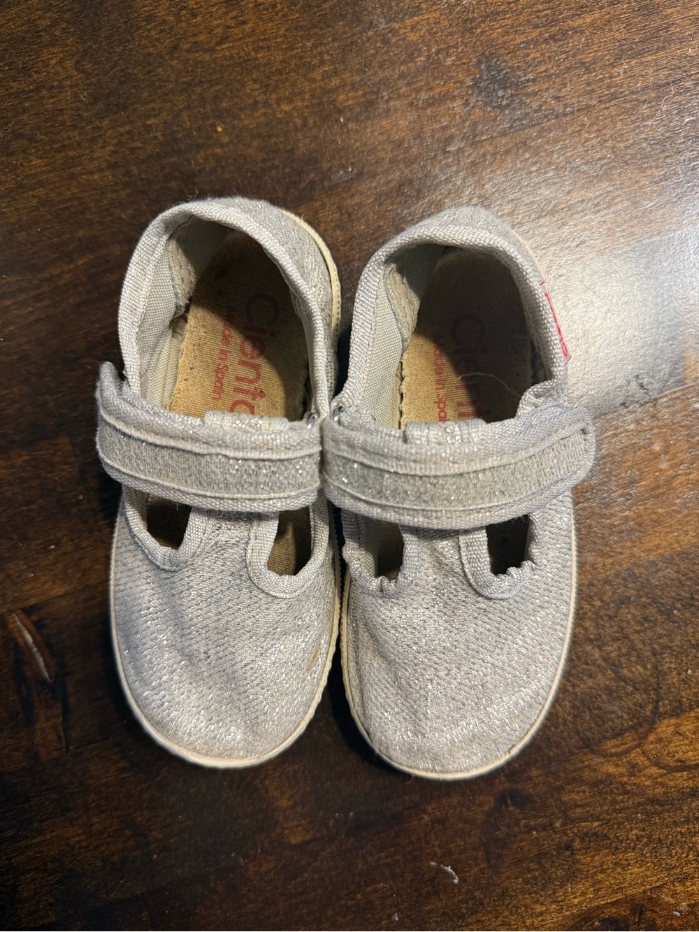 Canvas Cienta Kids Shoes in Silver - Gentle Grip